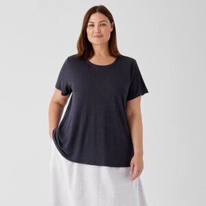 Eileen Fisher Organic Linen Jersey Crew Neck Tee NWT Size 2X Basic Minimalist
